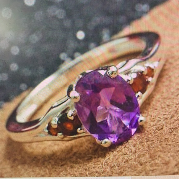 Made USA Delicate Beauty SS925 amethyst garnetRing - Picture 13 of 16